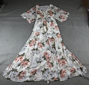 Baltic Born Dress  XL White Floral Kia Kimono Maxi Fairycore Whimsy